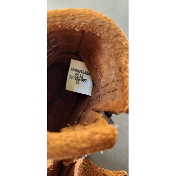 MINNETONKA Toddler Size 3 Kids Double Fringe Zip Suede Ankle Boot Brown 1292 - Picture 4 of 16